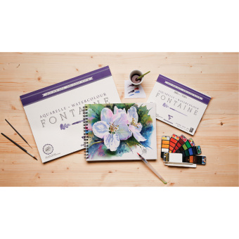 Альбом для акварели 25л., 30*40, на склейке Clairefontaine "Fontaine Demi-satiné", 300г/м2, горяч. п