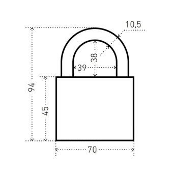 Замок навесной УЗК Аллюр ВС2С-701 (70xd=10,5) сталь черный (3кл)