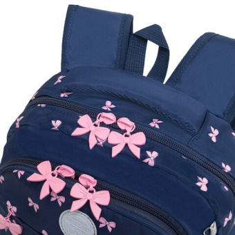 Рюкзак GRIZZLY школьный, анатомическая спинка, 2 отделения, для девочек, "PINK BOWS", 39х30х20 см, R