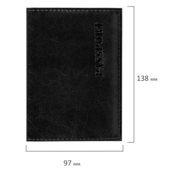 Обложка для паспорта STAFF "Profit", экокожа, мягкая изолоновая вставка, "PASSPORT", черная, 237183