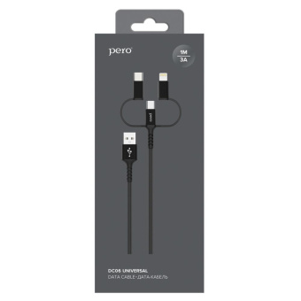 Кабель Pero USB A - USB Type-C - micro USB - Lightning 1 м (4603768350729)