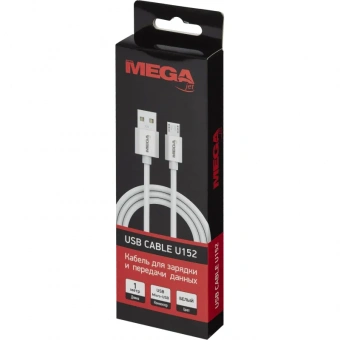 Кабель ProMega U152, 2,4A, 1м, USB - Micro-USB, TPE, белый