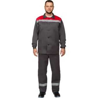 Костюм рабочий летний муж. л16-КПК с СОП сер/крас (р.64-66) 170-176