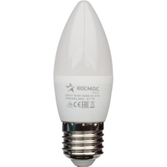 Лампа светодиодная Космос 10.5Вт E27 свеча 3000 К теплый белый свет