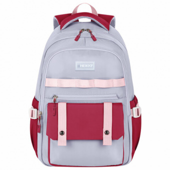 Рюкзак HEIKKI GOODLY (ХЕЙКИ) универсальный, 2 отделения, отделение для ноутбука, серый/красный, 46x33x18 см, 273869