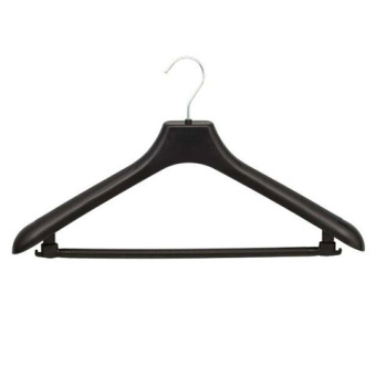 Вешалка-плечики, размер 48-50, пластик, анатомическая, перекладина, крючки для бретелей, черный, С02