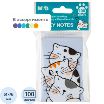 Стикеры с клеевым краем M&amp;G So Many Cats, 76x51мм, 100 л, в ассорт
