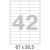 Этикетки самоклеящиеся MEGA LABEL 67х20,5 мм / 42 шт. на листе А4 (100 листов/уп.)