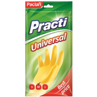 Перчатки резиновые Paclan Practi с хлопковым покрытием (размер 8, М)