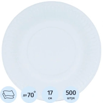 Тарелка одноразовая бум. 17см, белая, НМ-190 500шт/кор