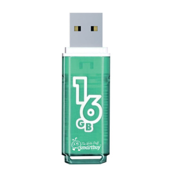 Флеш-диск 16 GB, SMARTBUY Glossy, USB 2.0, зеленый, SB16GBGS-G