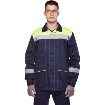 Костюм рабочий летний муж л35-КПК син/лимон (р.56-58) 170-176