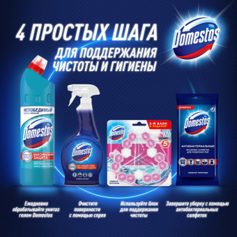 Блок для унитаза Domestos POWER 5 TRIO Ледяная магнолия 3х55гр на блистере