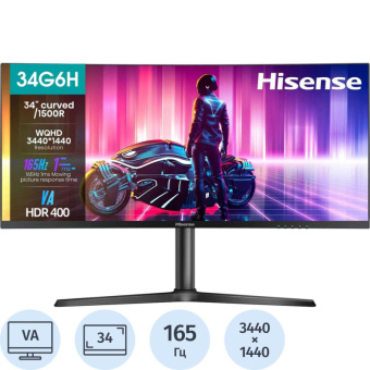 Монитор Hisense (34G6H) 34/WQ/VA/165Hz/400cd/1ms/HDMI/DP