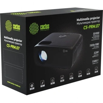 Проектор Cactus CS-PRM.07B.Full HD LCD 3200Lm ANSI 1500:1 3xHDMI 1.1