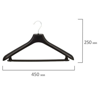 Вешалка-плечики, размер 48-50, пластик, анатомическая, перекладина, крючки для бретелей, черный, С02