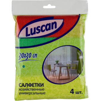 Салфетки хозяйственные Luscan микрофибра 30х30 см 220 г/кв.м 4 штуки в упаковке