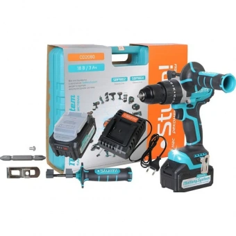 Дрель-шуруповерт акк.б/щ Sturm!,18В,1BatterySystem,80Нм,4в1 CD2080