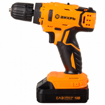Дрель-шуруповерт безударная АККУМУЛЯТОРНАЯ, с двумя аккумуляторами 2 Ач, 18 В, ВИХРЬ ДА-18Л-2К, 72/14/9