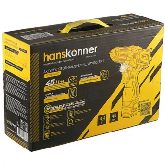 Дрель-шуруповерт акк б/щ Hanskonner PLATINUM,14,4В,10мм HCD1645BLC