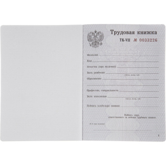 Бланк Трудовая книжка Гознак серия VII (88x125 мм) офсет 22 листа