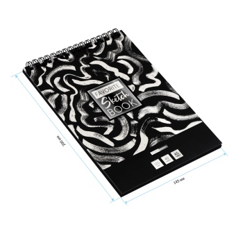 Скетчбук 40л., А5 ArtSpace "Black line. Strokes", на гребне, 120г/м2, черный блок