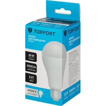 Лампа светодиодная Topfort E27 25W 4000K груша