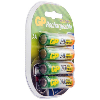 Батарейки аккумуляторные Ni-Mh пальчиковые КОМПЛЕКТ 4 шт АА (HR6) 2600mAh, GP, 270AAHC-2DECRC4, шт, 20%