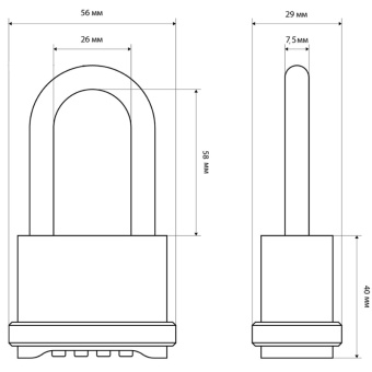 Замок навесной кодовый_УЗК Булат ВС 564-01 (41xd=7x58) ЦАМ золото(дл.дужка)