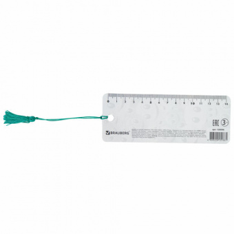 Закладка для книг с линейкой, 3D-объемная, BRAUBERG "Смайлики", с декоративным шнурком