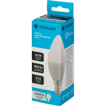 Лампа светодиодная Topfort E14 10W 4000K свеча
