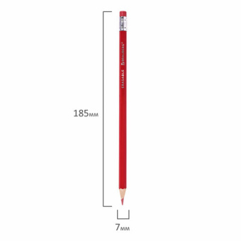 Карандаши цветные стираемые с ластиком BRAUBERG ERASABLE, 12 цветов, шестигранные, грифель 3 мм, натуральное дерево, 181932