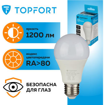 Лампа светодиодная Topfort E27 15W 4000K груша