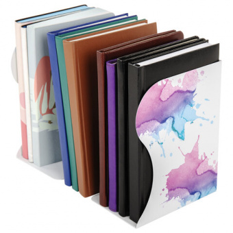 Подставка-держатель для книг и учебников BRAUBERG, раздвижная, металлическая, белая с печатью, 23790