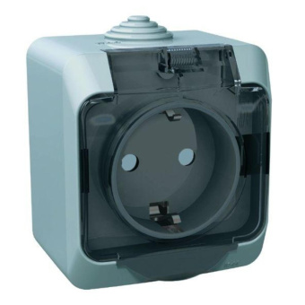 Розетка Schneider Electric Этюд одноместная с заземлением и защитными шторками 16А IP44 (В15170293)