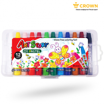 Пастель масляная Crown "ArtStory", 12 цветов, пласт. упак.