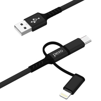 Кабель Pero USB A - USB Type-C - micro USB - Lightning 1 м (4603768350729)