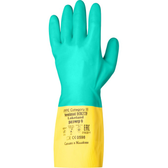 Перчатки защитные неопрен/латекс Lakeland Neolasol ECR27F цв.желт/син р.10